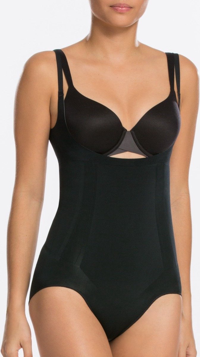bustier, shapewear, bodysuit, zwart, ondergoed