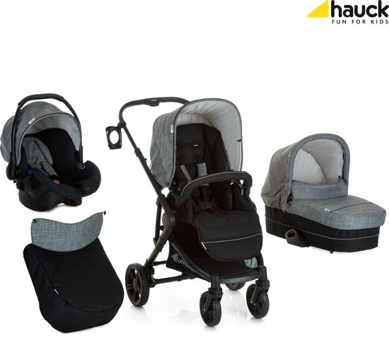 Hauck Atlantic Plus Trio Set - Kinderwagenset - Melange Grijs/Caviar