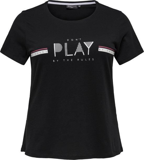 Only Play Curvy Curvy Janice Regular Training Shirt Dames Sporttop - Zwart - Maat 44/46