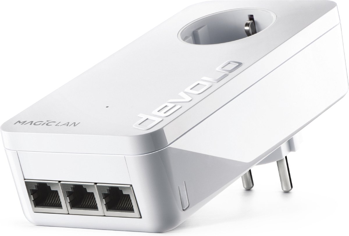 Netwerkadapter, RJ45, 3-poort, wit, Plug-in