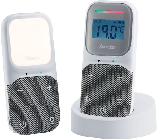 Alecto Babyfoon - Full Eco DECT Audio Babyfoon - Nachtlampje en Slaapliedjes - DBX140 - Wit Grijs