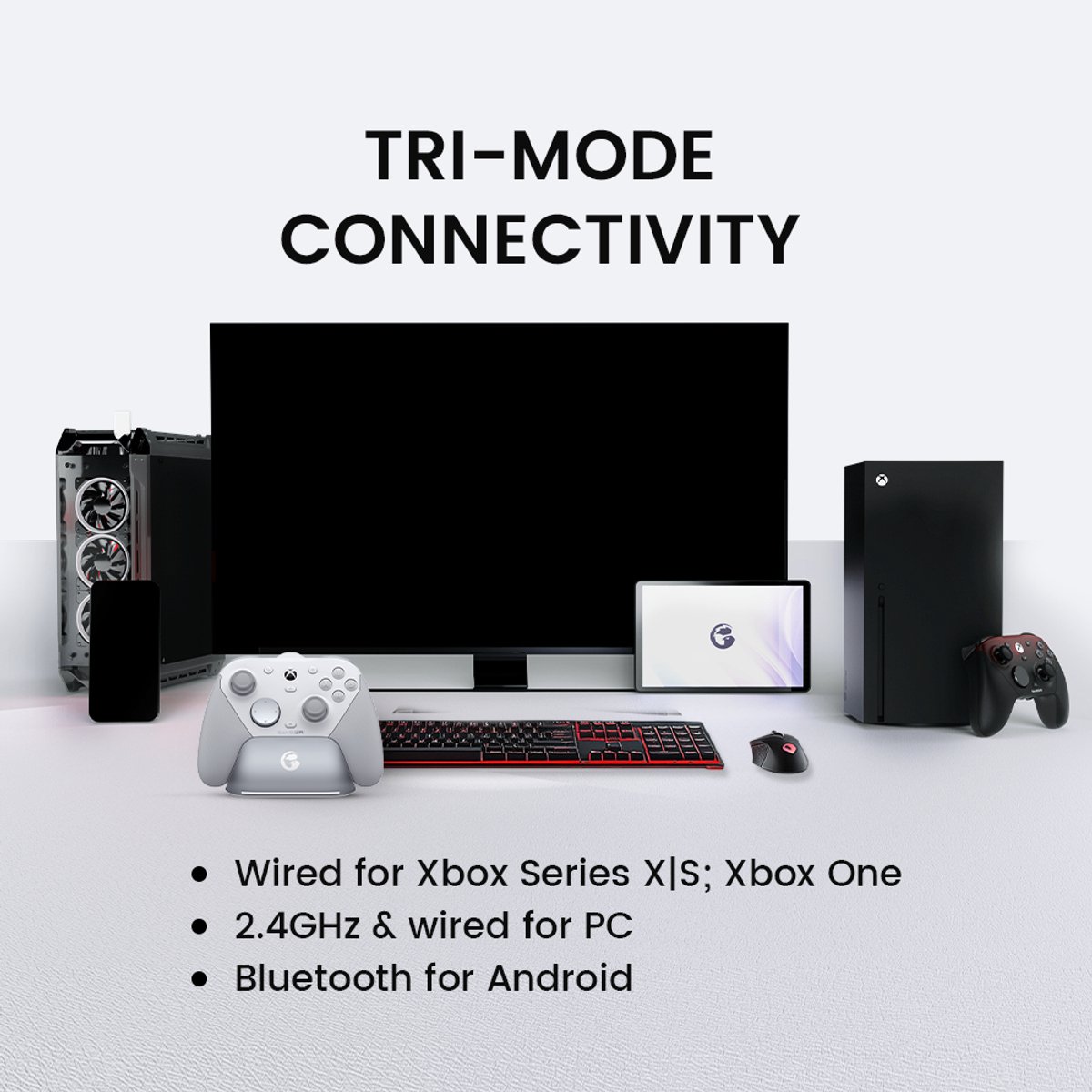 gaming-pc, console, tv-monitor, controller, keyboard