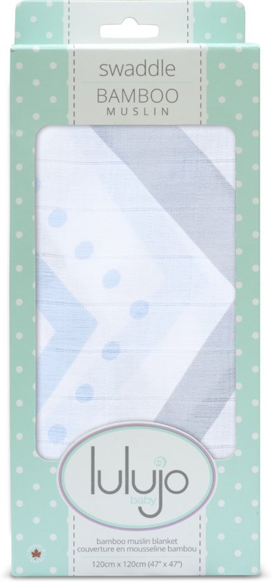 Lulujo swaddle 70% bamboo/30% katoen 120x120 cm - Blue Chevron