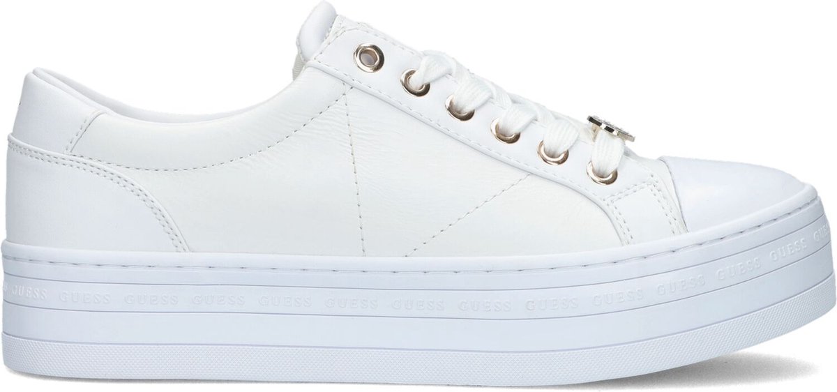witte sneaker, platform sneaker, leer, platvorm sneaker, platte zool