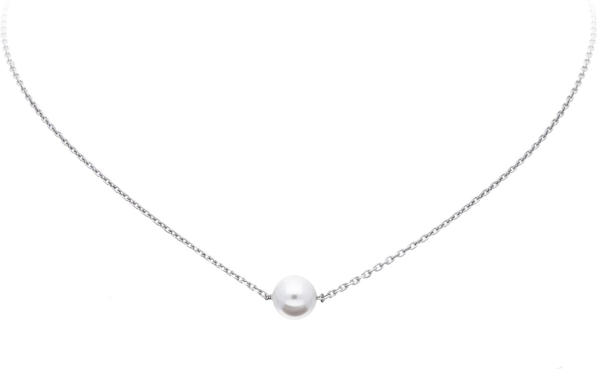parelketting, parel, zilveren ketting, kralenketting, minimalistisch ontwerp