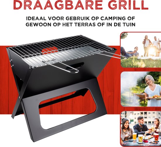 BBQ Collection Barbecue - BBQ - Draagbaar - Opvouwbaar - losse Vuurschaal en Grillrooster - Zwart