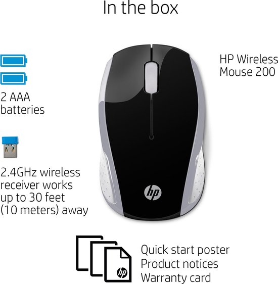 HP 200 - Draadloze Muis - Zwart en Zilver
