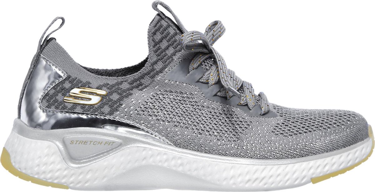 sportschoen, grijze, knit upper, stretch fit, veters