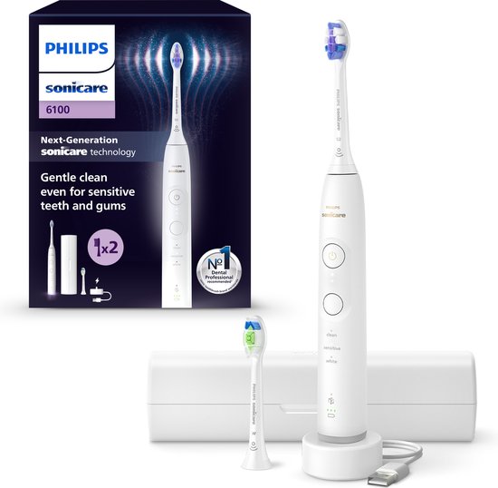 DGMOUTLET-NL-Philips-Sonicare-6100-Series-Elektrische-tandenborstel-Wit-Extra-Optimal-White-Opzetborstel-Reisetui-Gevoelige-tanden-HX7410-02-SALE-1 Philips Sonicare 6100 Series - Elektrische tandenborstel - Wit -Extra Optimal White Opzetborstel - R