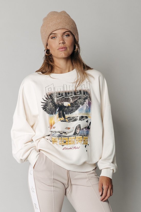 Colourful Rebel  - L - Rough Riders Trui Wit Dames - Loose Fit - Katoen