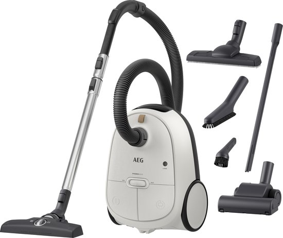 AEG AB61H6SW Allergy 6000 - Stofzuiger met zak - Parketborstel - Dierenhaar - Hepa filtratie - Mini turboborstel - Parketzuigmond - Vacuum cleaner - Alle vloetypen - Wit - 650 watt - Lang snoer 12m bereik - Compact design - 5 extra accessoires