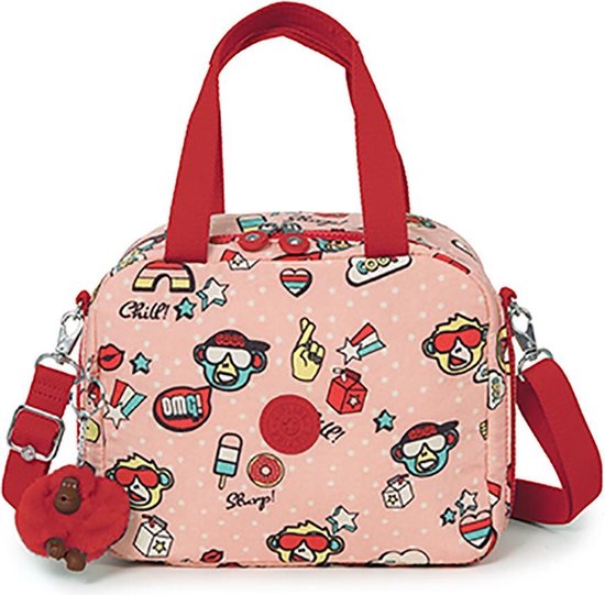 handtas, schoudertas, roze tas, patronen tas, rode band