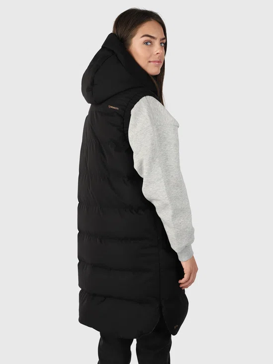 Brunotti Maat L Kalani Dames Lange Puffer Bodywarmer | Zwart