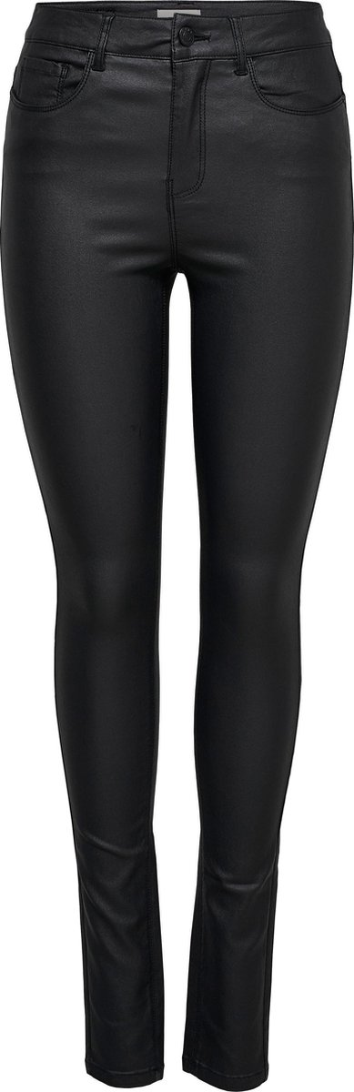 broek, lederen look, slim-fit, zwart, model
