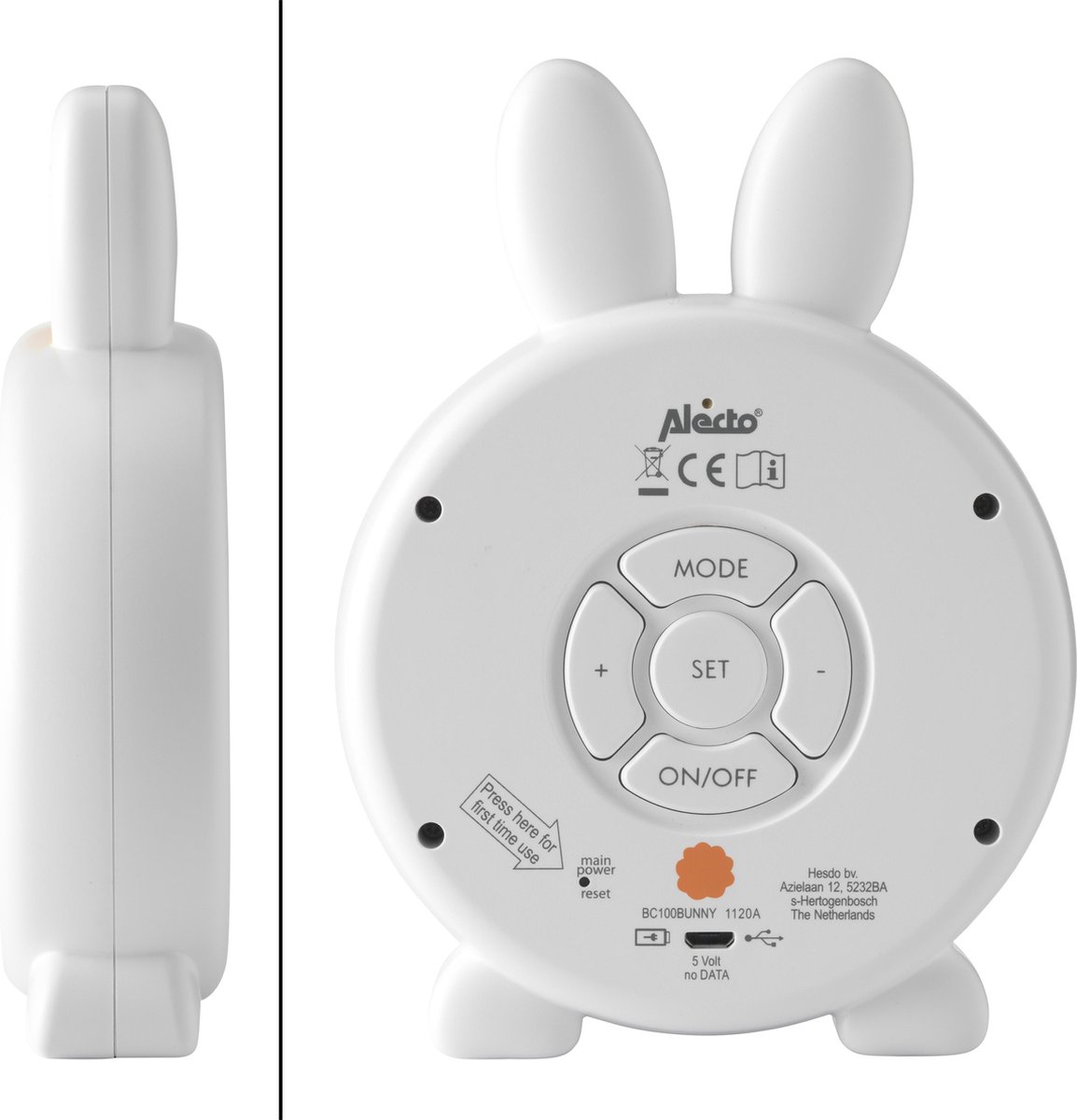 Alecto-BC100BUNNY-Slaaptrainer Alecto BC100BUNNY - Slaaptrainer - nachtlampje - wekker - konijn - White