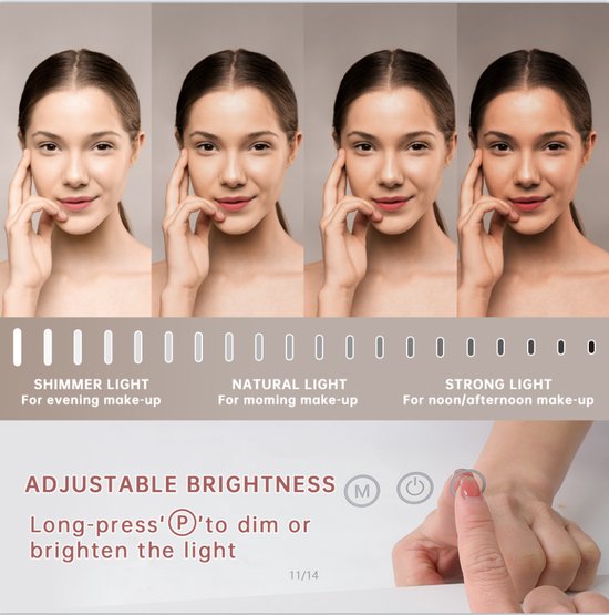 Grote Hollywood Vanity Spiegel met Lichten Tafelblad Wandmontage 80*58CM