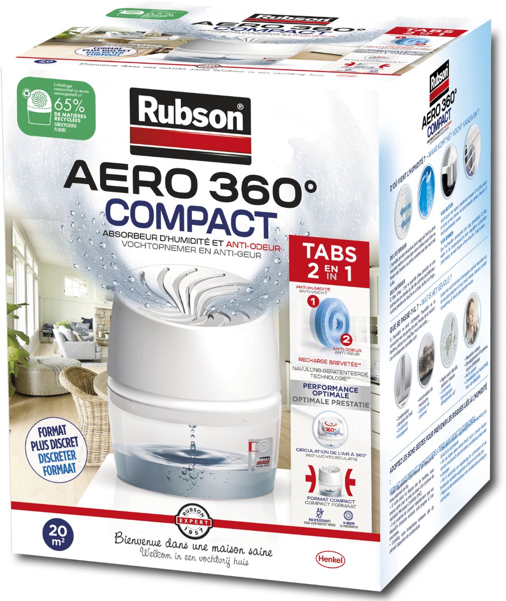 humidité, absorbant, AERO 360, compact, tabs 2 in 1