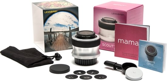 Lensbaby Scout lens + Fisheye Optik - geschikt voor Olympus 4/3 spiegelreflexcamera's