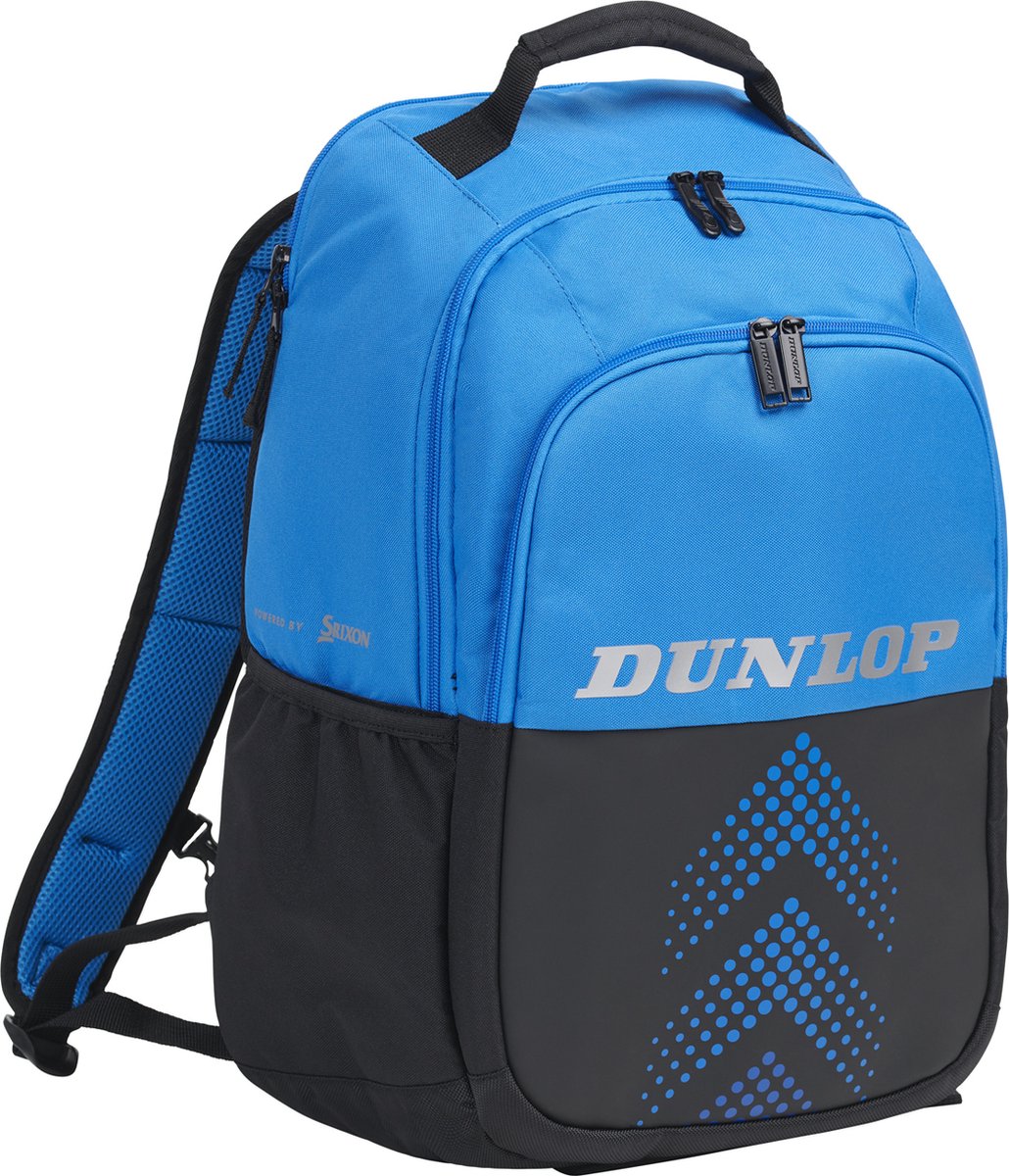 rugzak, blauw, Dunlop, dubbele rits, gevoerd pocket