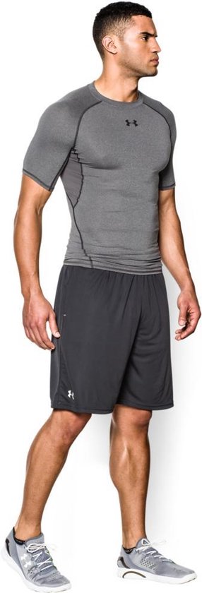 Under Armour HG Armour SS Heren Sportshirt - Carbon Heather - Maat XL
