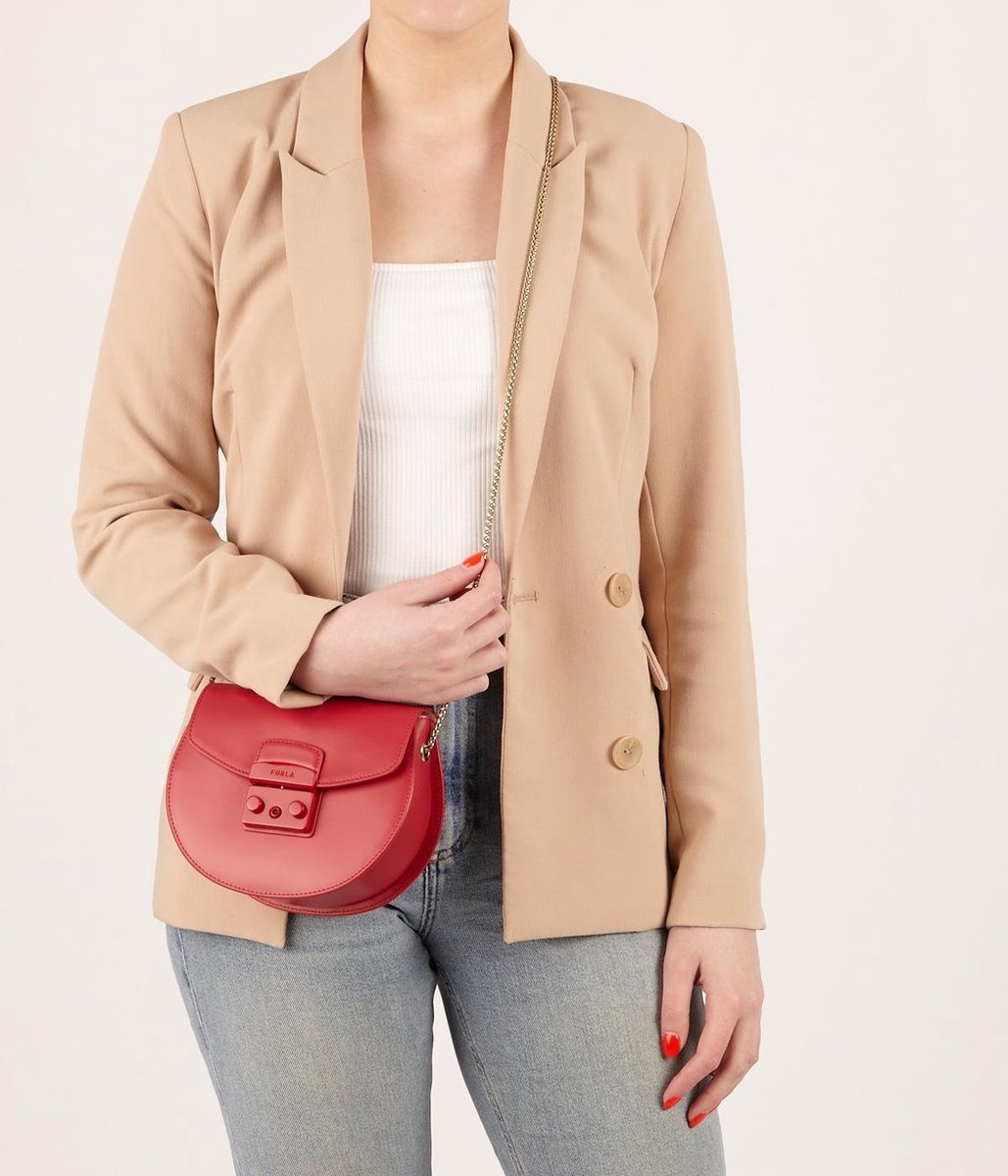 Furla - Metropolis Mini Crossbody Round - Ruby Rood - Vrouwen - Maat OS