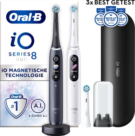 Oral-B iO 8 - Wit En Zwart - Elektrische Tandenborstels - Duopack