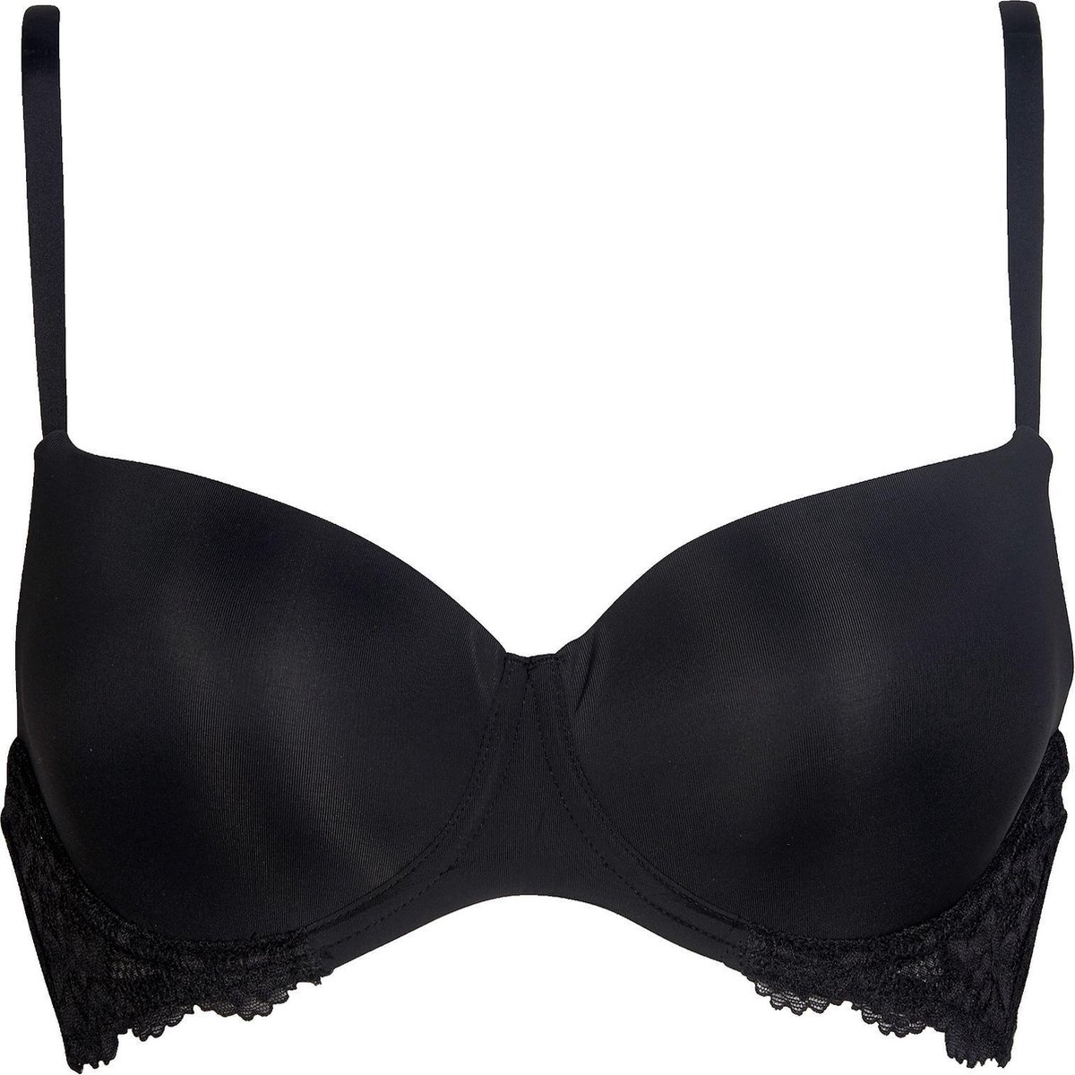 bh, black bra, padded cups, lace trim, adjustable straps