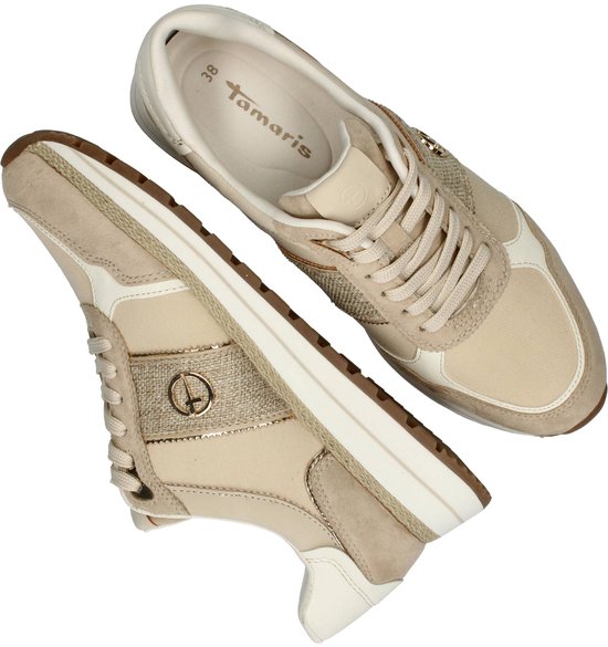 sneakers, beige, lage sneaker, wielruggers, textiel metallic