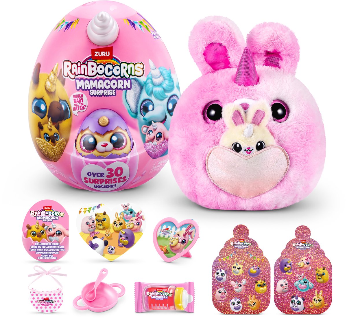 plush, eenhoorn, roze, verrassing, speelgoedset