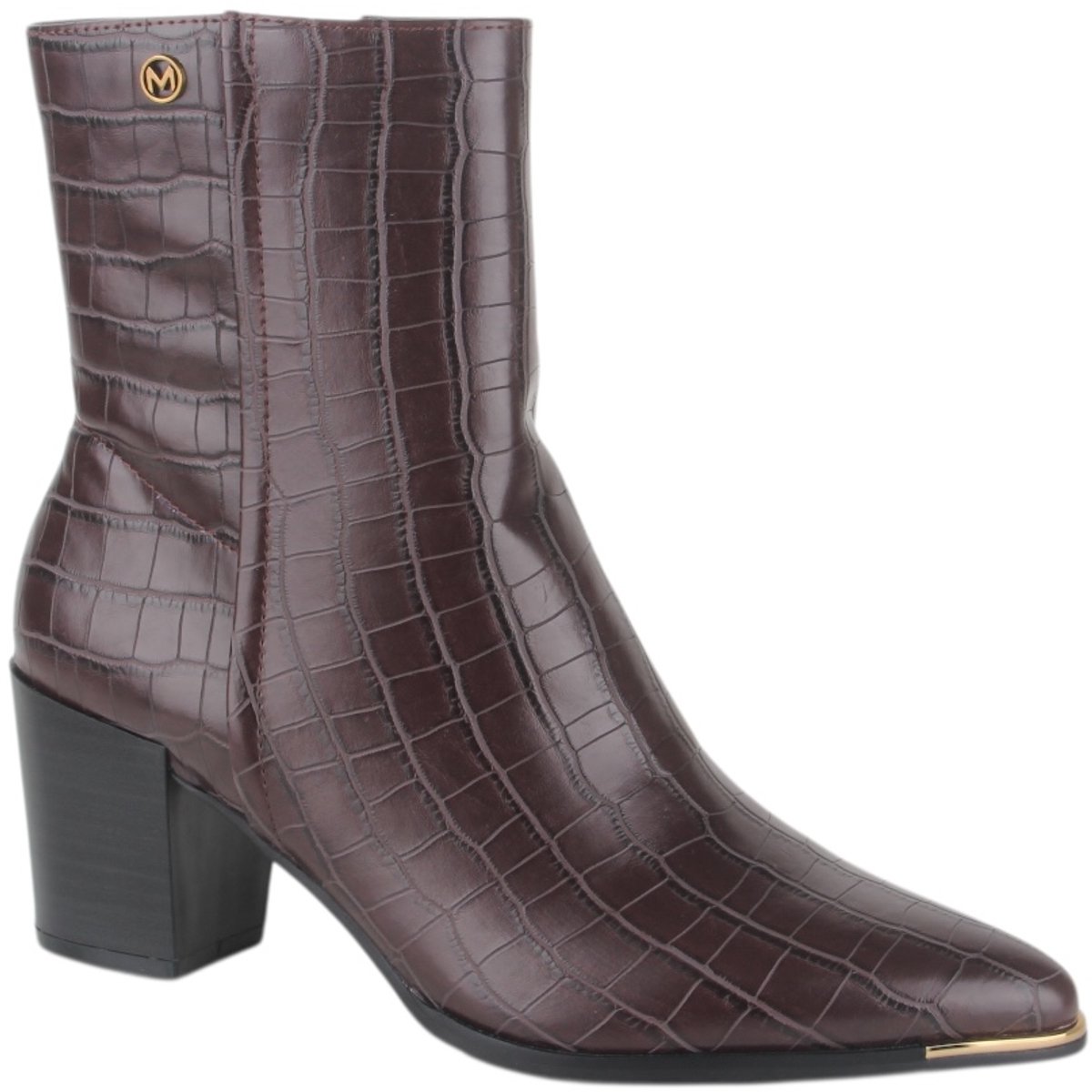 schoenen, enkellaars, lagenkrokodillenpatroon, bruin, hak