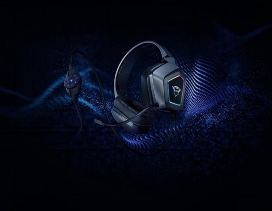Trust GXT 450 Blizz 7.1 Gaming Headset RGB verlichting PC Surround sound USB Zwart