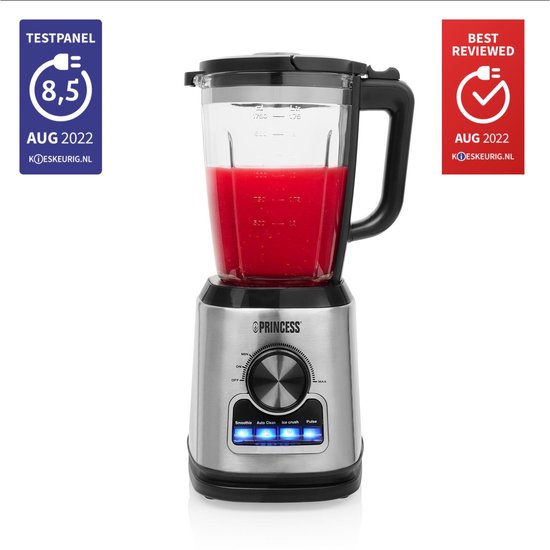 Princess 212094 Blender Solid Pro - 1400 W - 6 RVS messen- 1.75 Liter - Glazen kan