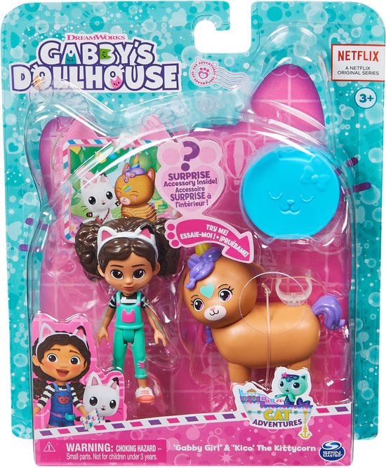 Gabby’s Poppenhuis - Speelset met Gabby en Kiho de kittenhoorn - met accessoires en poppenhispakketj