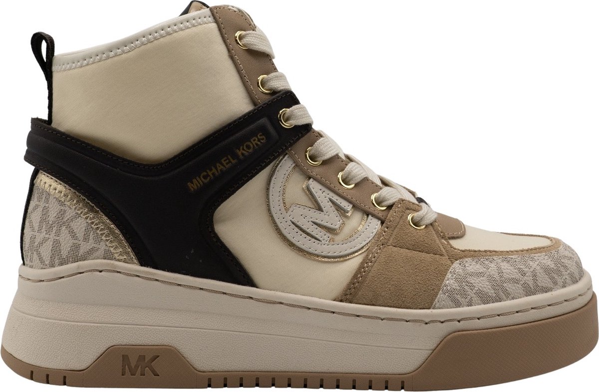 sneaker, hoge enkel, beige, gelaagde schoen, Michael Kors logo