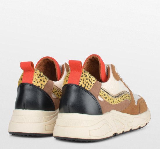 PS Poelman - maat 39 - Dames - CAROCEL Imitatie Leren Suedè PU Runner Sneakers met Beige Profielzool