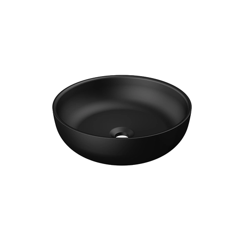 Serie 440 opzetwastafel, rond, 400x400x130mm, SOLIDSurface, zonder kraangat, zonder overloop Mat Zwart
