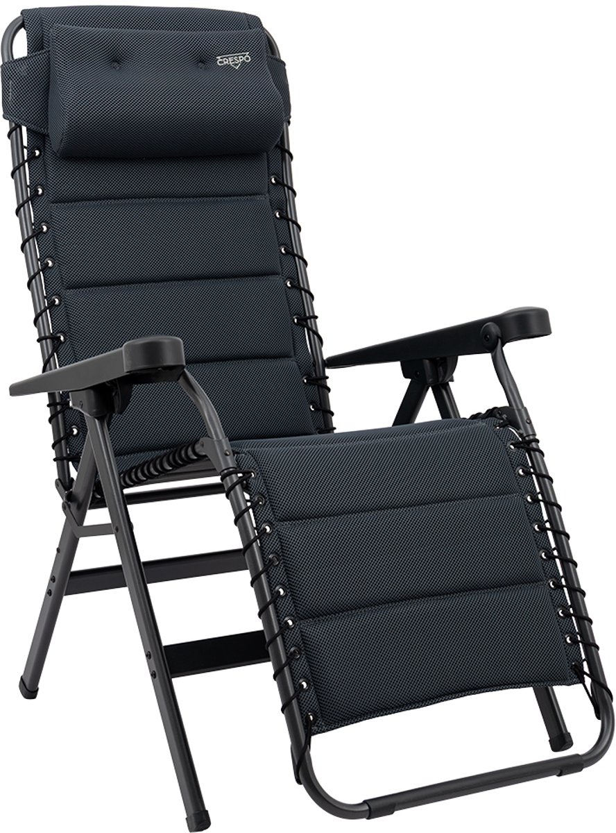tuinstoel, ligstoel, klapstoel, donkergrijs, stofbekleding