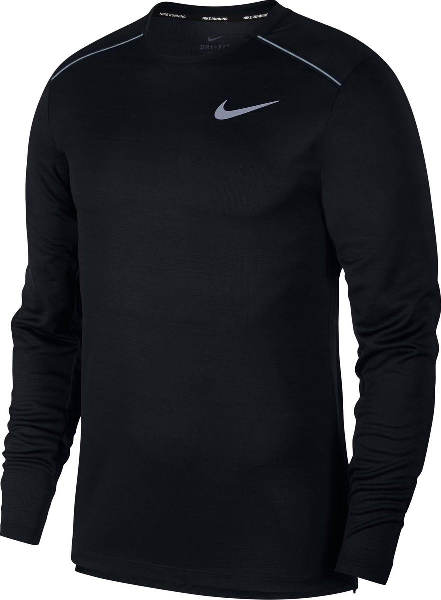 t-shirt, langarm, zwart, Nike-swoosh, sportief