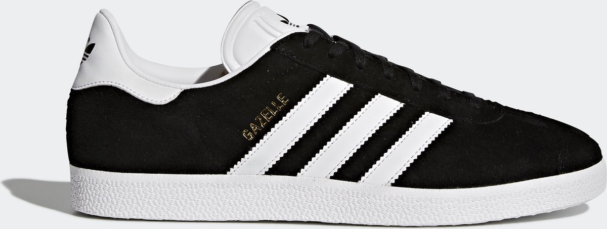 sneaker, zwart, wit, suede, drie strepen