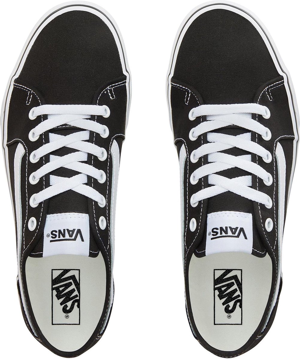 sneakers, canvas, zwart, witte veters, laag model