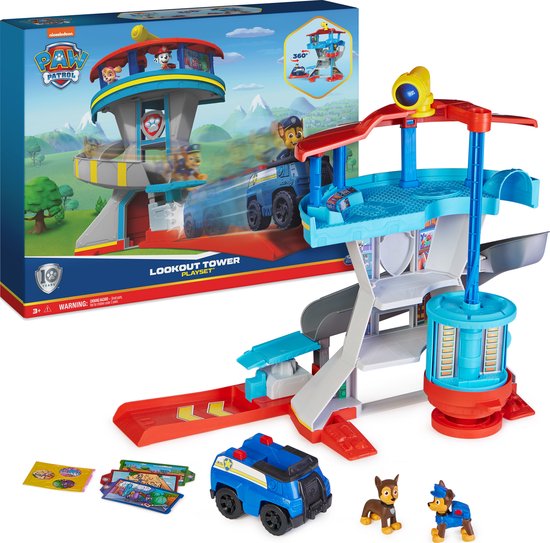 PAW Patrol - Speelfigurenset - Uitkijktoren - Met 2 Chase-actiefiguren en Politieauto