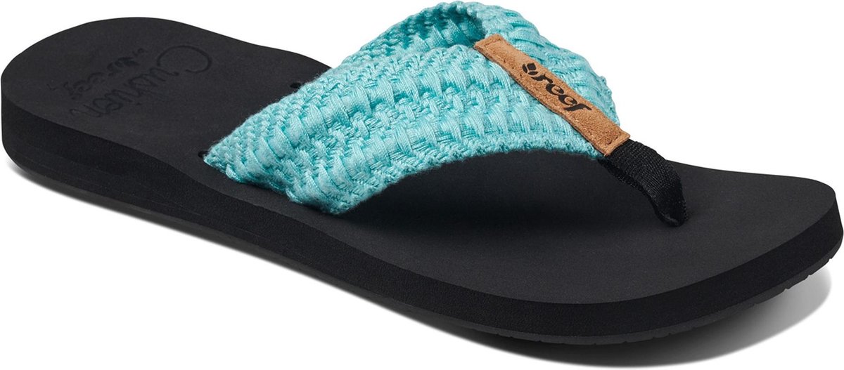 zwarte sleehout, flip-flop, teal band, wedge thong, vloerslipper