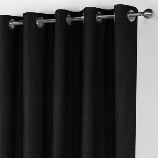 Home of Curtains LEMONI - Gordijn - Met Ringen - Verduisterend - Kant en Klaar - 150x260 cm - Zwart