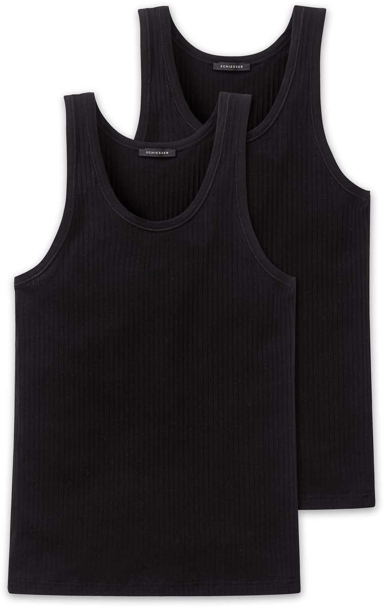 Schiesser Maat S  Authentic Heren Onderhemd - 2 Pack - Zwart