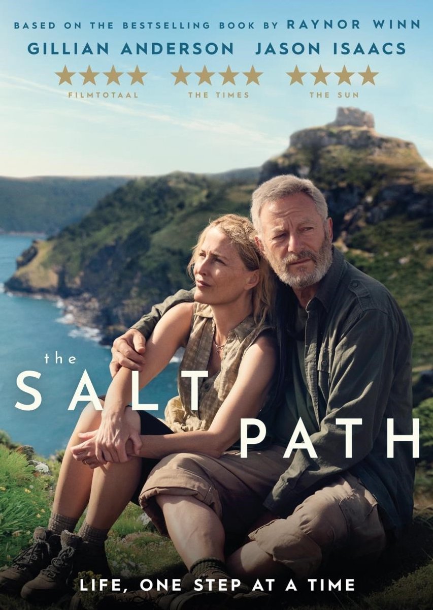 film poster, the salt path, landscape, couple, hiking gear