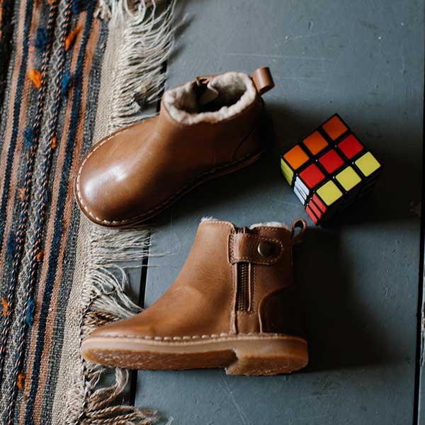 Winston Wool-lined - maat 34- Kids Ankle Boot Tan Burnished Leather