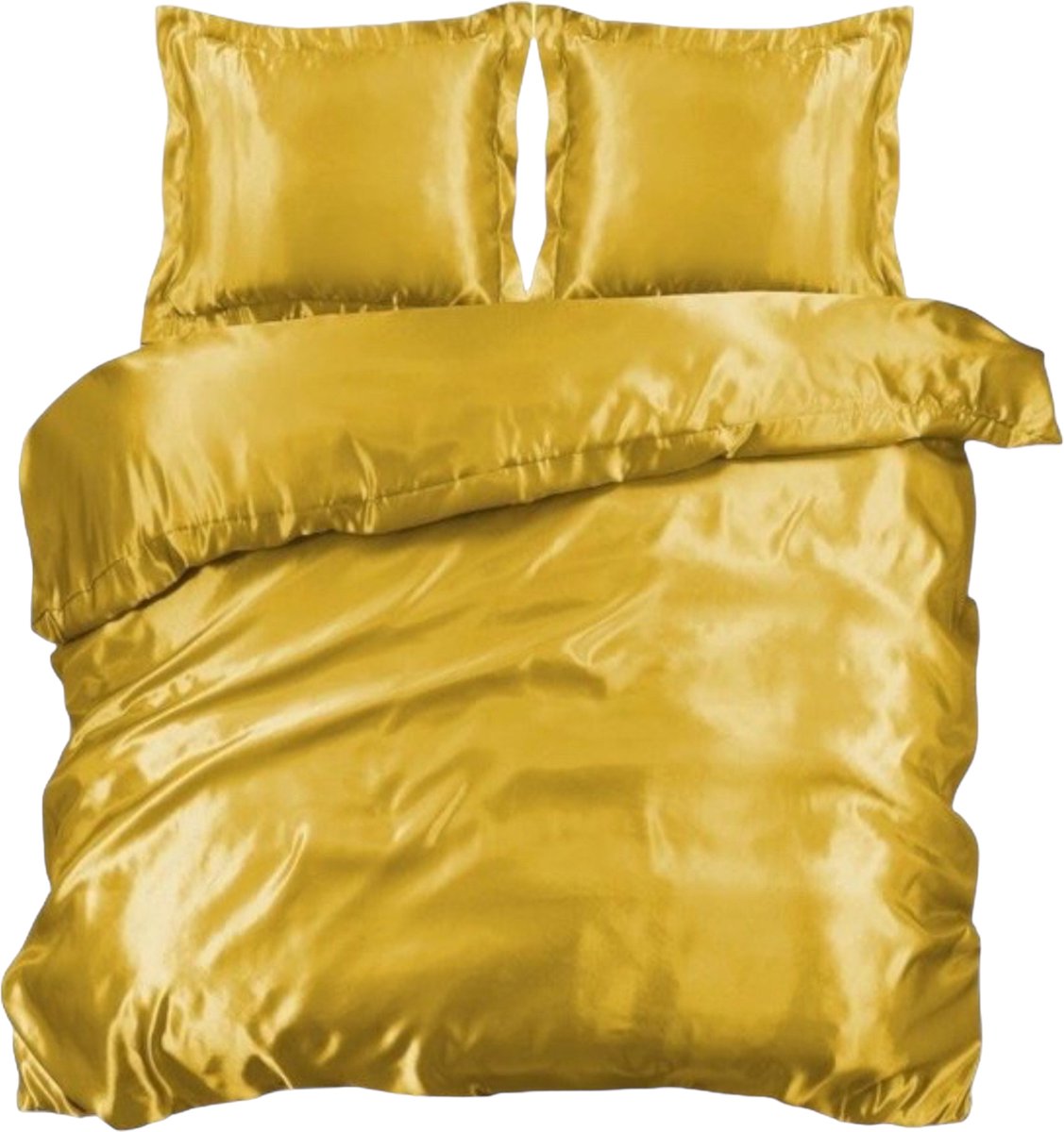 bedlinnen, gouden kleur, satijn, dekbedovertrek, kussenhoezen