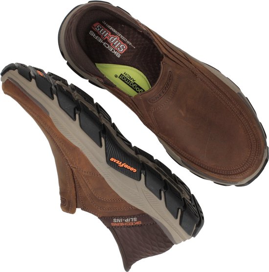 Skechers Respected - maat 44 - Elgin - Heren Instappers - Kastanjebruin
