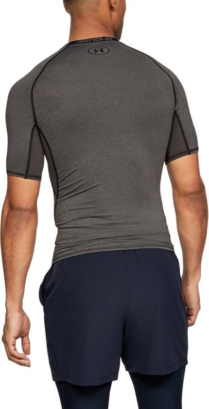 Under Armour HG Armour SS Heren Sportshirt - Carbon Heather - Maat XL