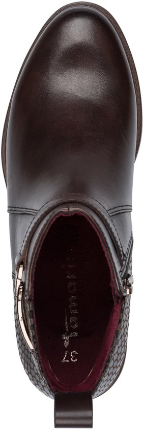 boot, ankle boot, leder, bruine, ritssluiting
